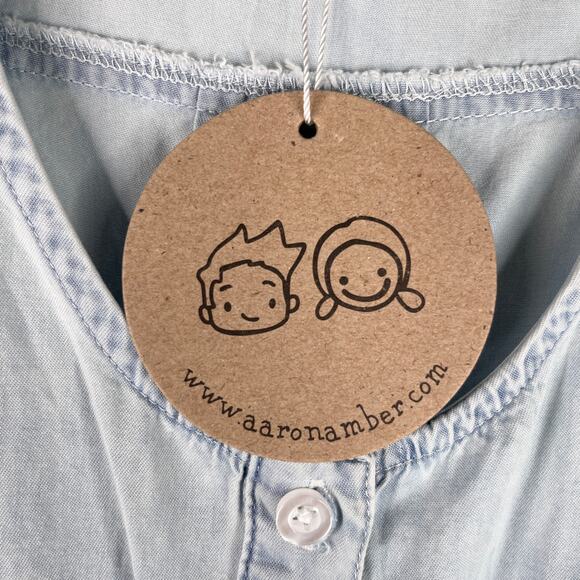 Aaron & Amber Romper Light Blue Chambray Large Sleeveless New - Picture 10 of 12